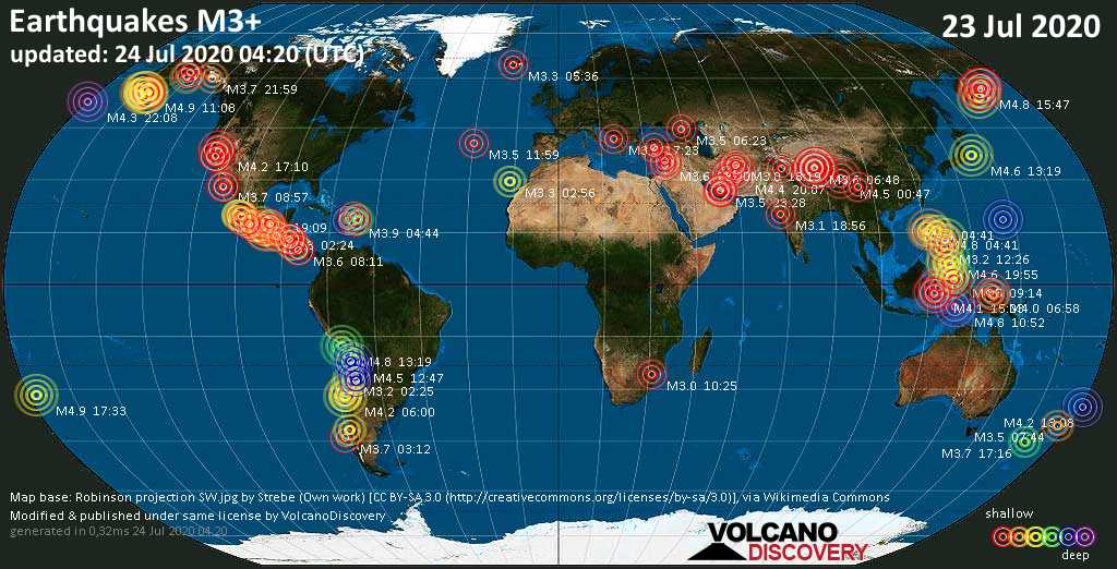 Earthquake Report World Wide For Thursday 23 July Volcanodiscovery