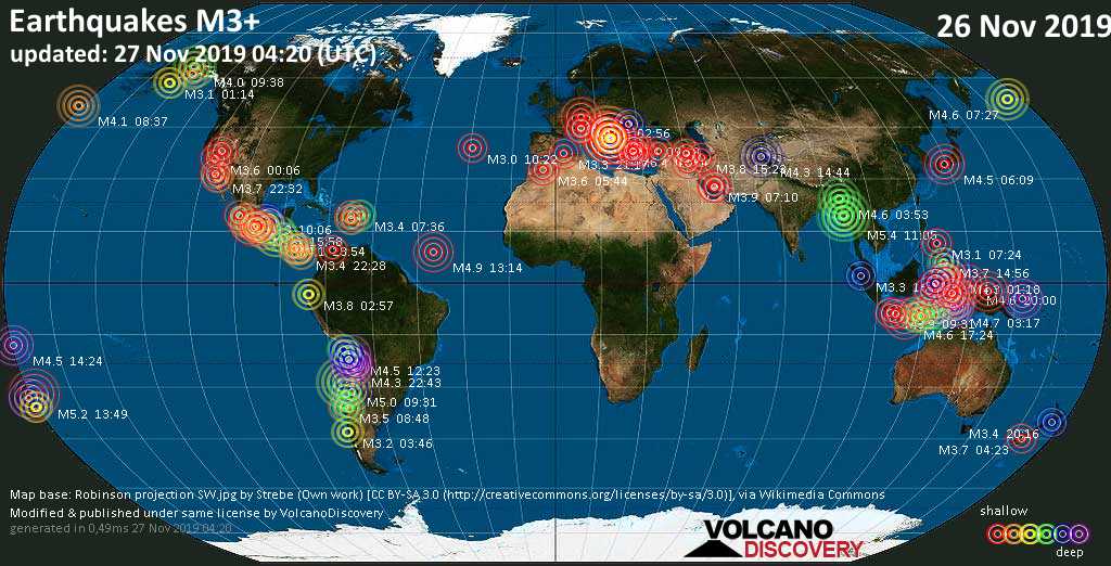 24 Hour Earthquake Map