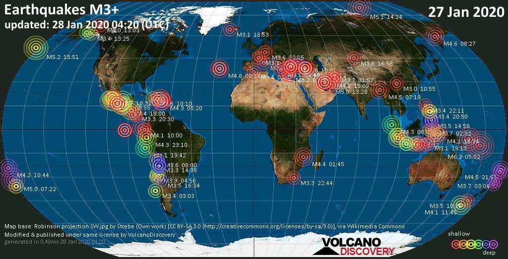 24 Hour Earthquake Map