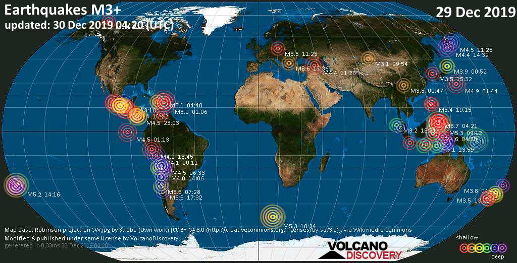 Earthquake Report World Wide For Sunday 29 December 19 Volcanodiscovery