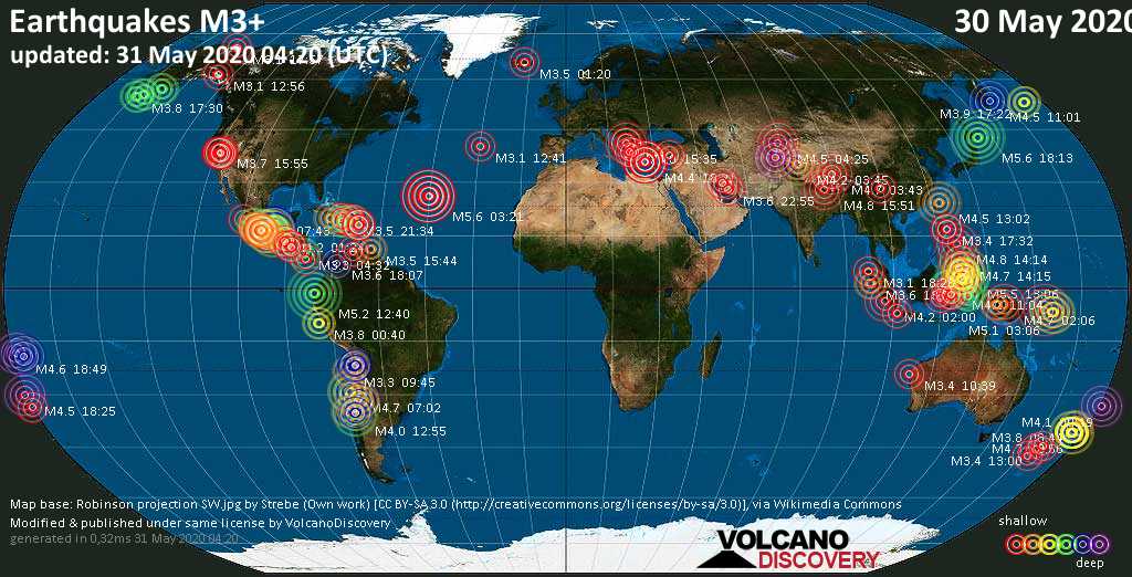 Terremoti Nel Mondo Rapporto Sismico Per Sábbato 30 Maggio 2020 4400