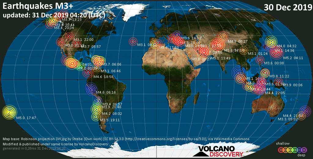 Earthquake Report World Wide For Monday 30 December 19 Volcanodiscovery