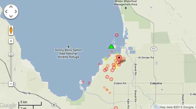 Map of recent quakes near the Salton Sea