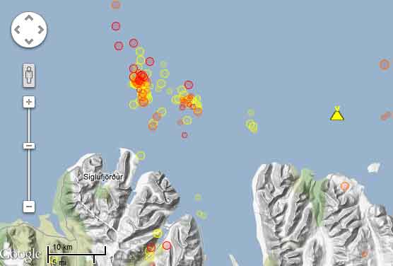 Quakes during the past 7 days (red=during the past 48 hours)