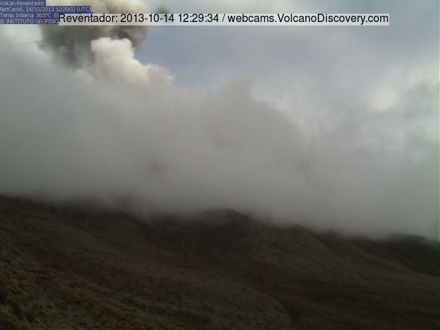 Ash explosion at Reventador volcano yesterday