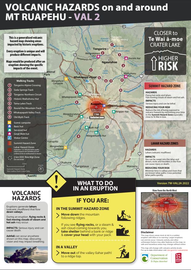 Volcanic hazard map of Ruapehu volcano in case of eruption (image: GeoNet)