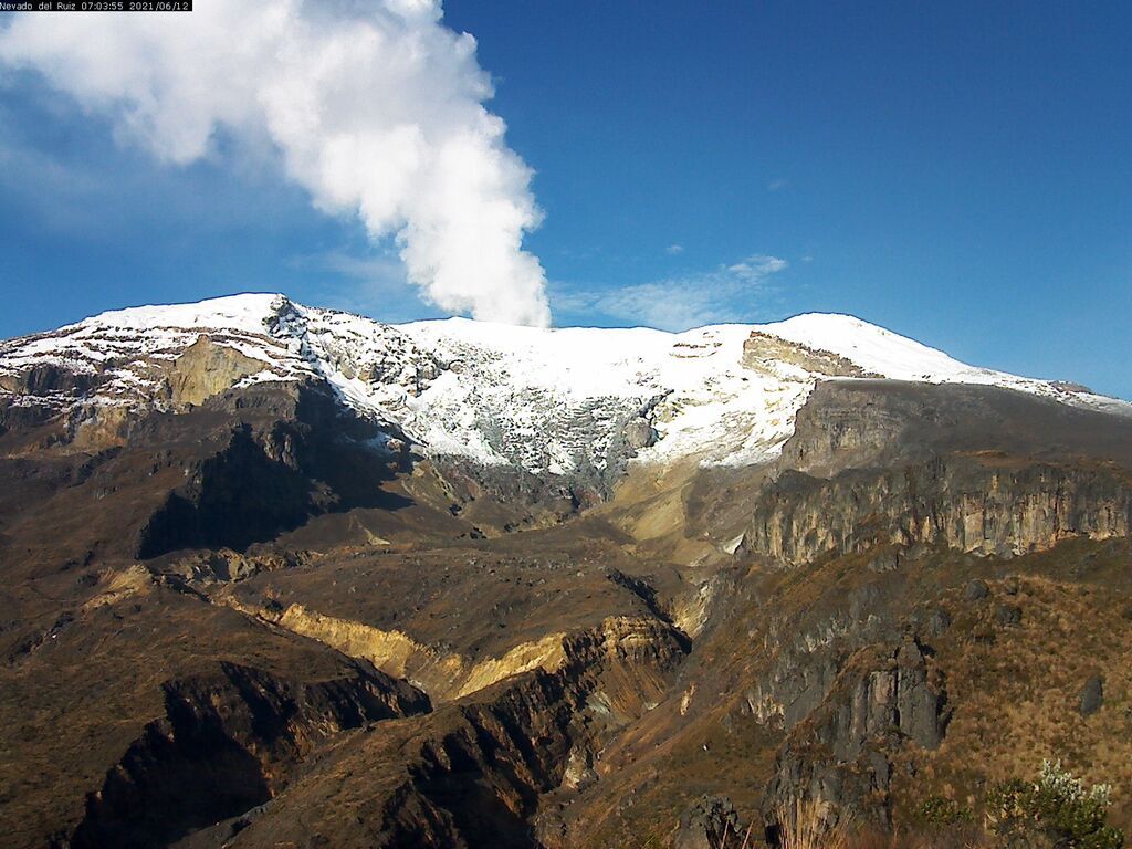 Nevado del Ruiz volcano (Colombia) minor ash emissions VolcanoDiscovery