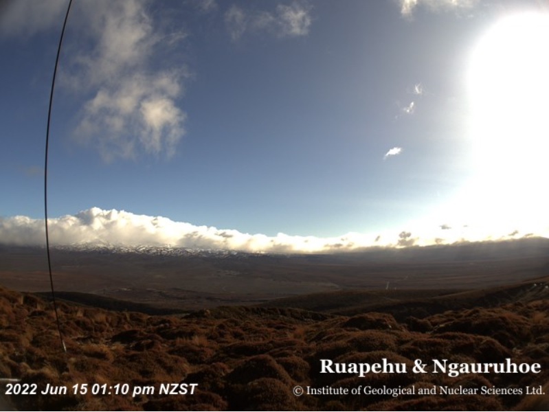 Ruapehu and Ngauruhoe volcanoes today (image: Geonet)