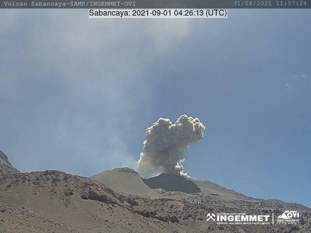Eruption from Sabancaya volcano today (image: INGEMMET)