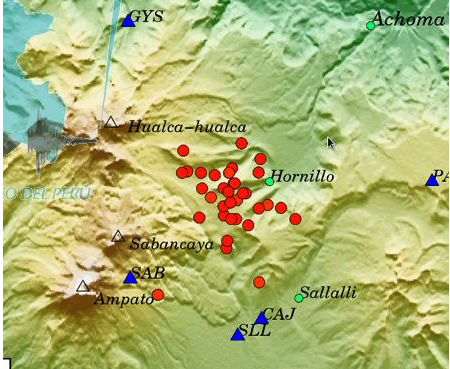 Location of recent earthquakes (IGP)