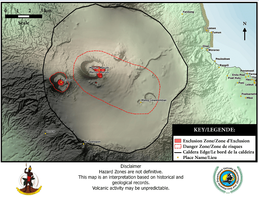 Safety map of Ambrym volcano