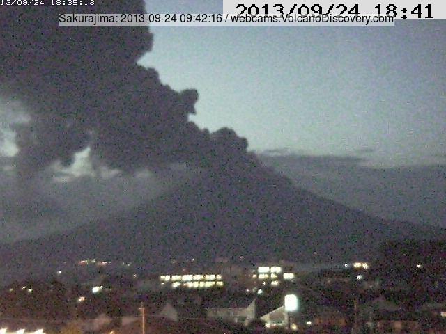 Eruption plume from Sakurajima this evening