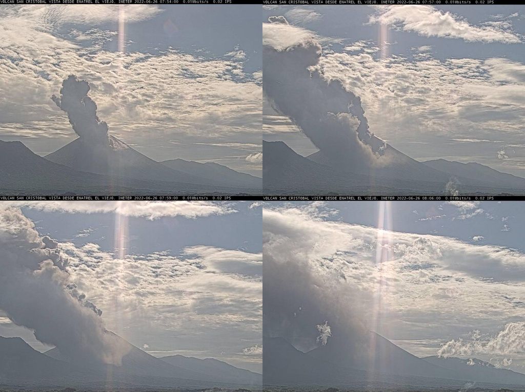 Eruption at San Cristobal volcano yesterday (image: Volcano Time-Lapse/twitter)