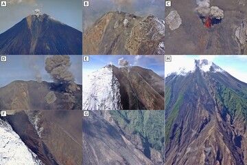 The eruptive activity at three vents of Sangay volcano on 27 December 2021 (image: IGEPN)