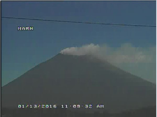 Ash emissions from San Miguel volcano this afternoon