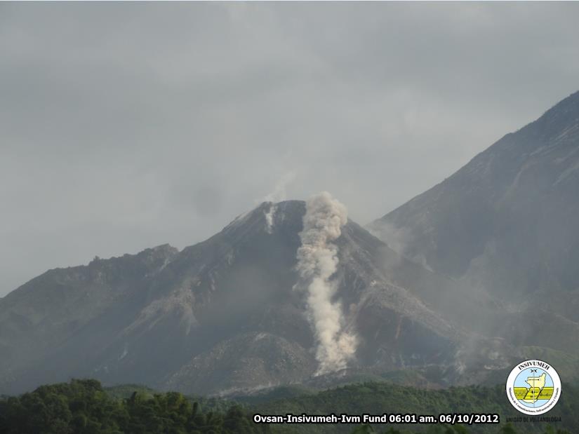 The small pyroclastic flow this morning (INSIVUMEH)