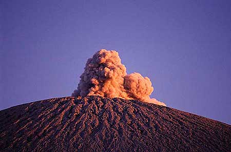 Eruption from Semeru's summit at dawn (2)