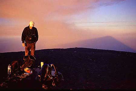 Sunrise on Semeru volcano, Semeru's majestic shadow over East Java