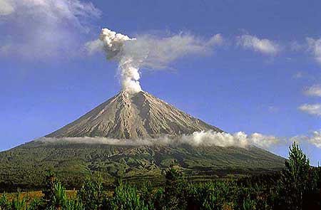 Semeru stratovolcano on a clear morning