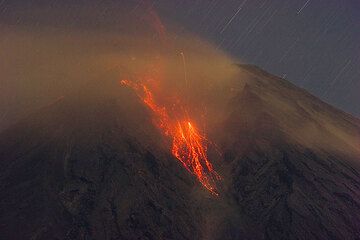 Strombolian eruption at night