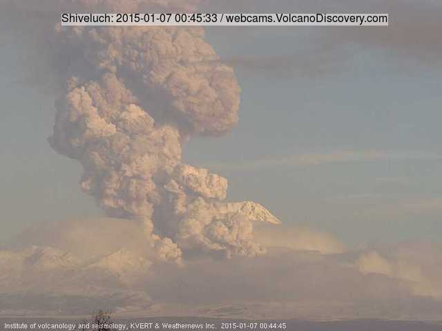 Eruption column from Shiveluch this morning