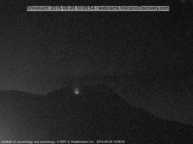 Glow from Shiveluch's lava dome