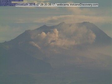 Small ash plume from an avalanche at Shiveluch volcano yesterday (KVERT webcam)