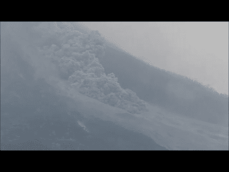 Pyroclastic flow at Sinabung volcano this morning