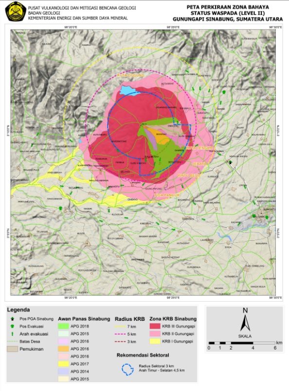 Sinabung hazard map (image: PVMBG)