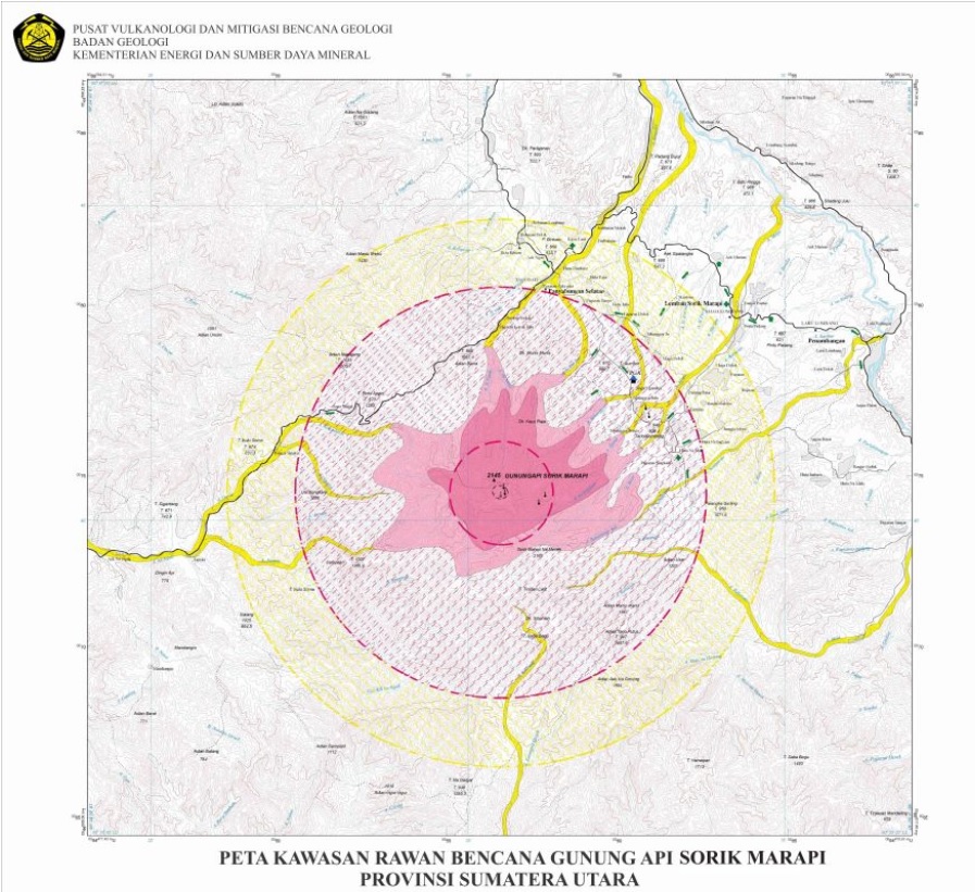 Sorikmarapi volcano hazard map (image: PVMBG)