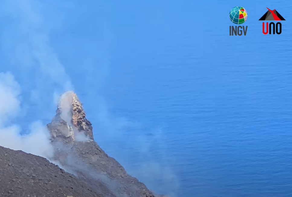 The new hornito in the northern crater sector of Stromboli volcano (image: INGV)