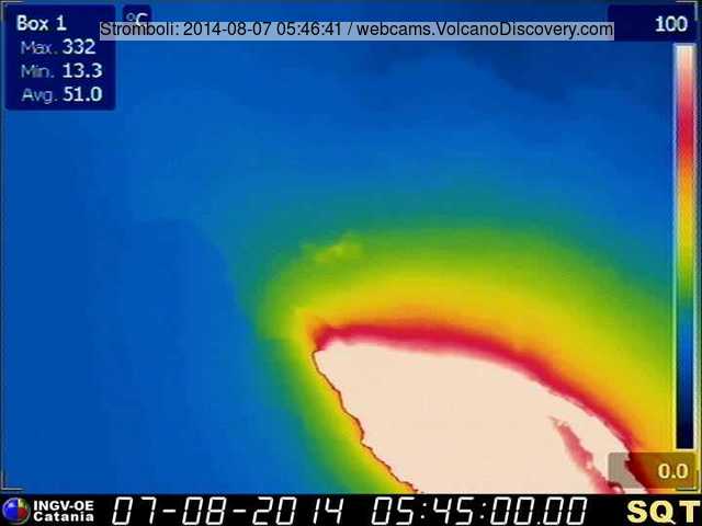 Thermal image of the large lava flow from Stromboli after a collapse (?)