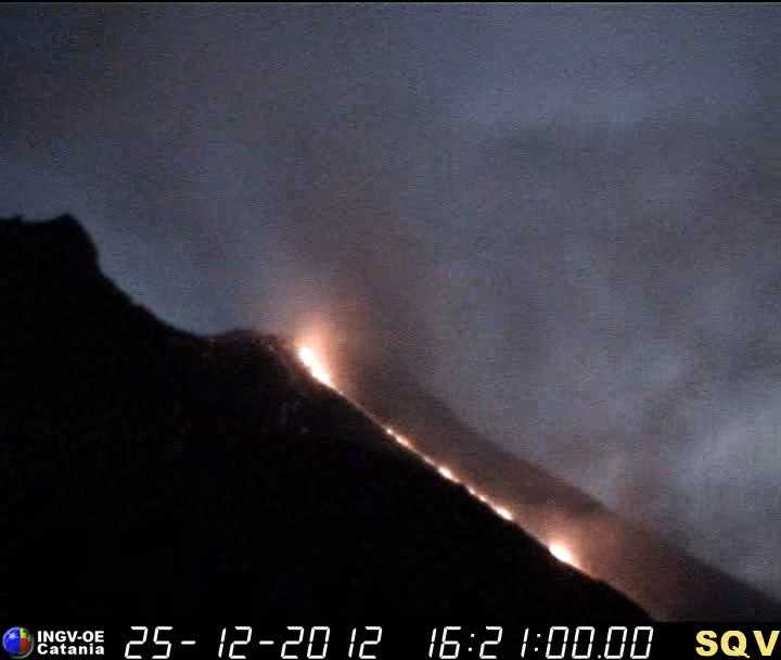 The new lava flow on the evening of 25.12.