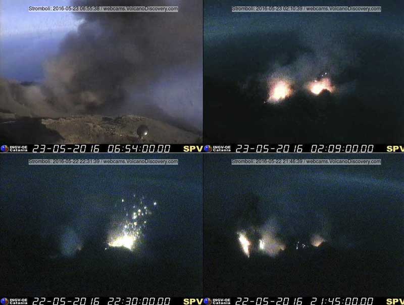 Some explosions at Stromboli this morning and during the night, from 3 different vents