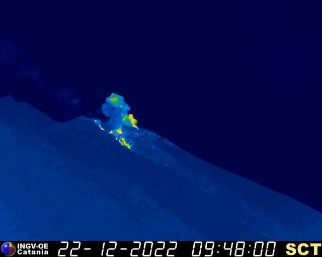Weak heat radiation indicates a decreased effusive activity at Stromboli volcano (image: INGV)