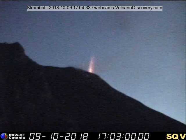 Eruption from Stromboli last evening (INGV webcam on 400 m viewpoint)