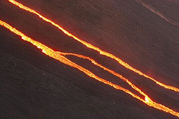Branching lava flow