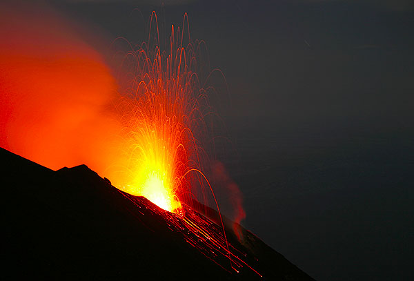 Stromboli's E crater in eruption