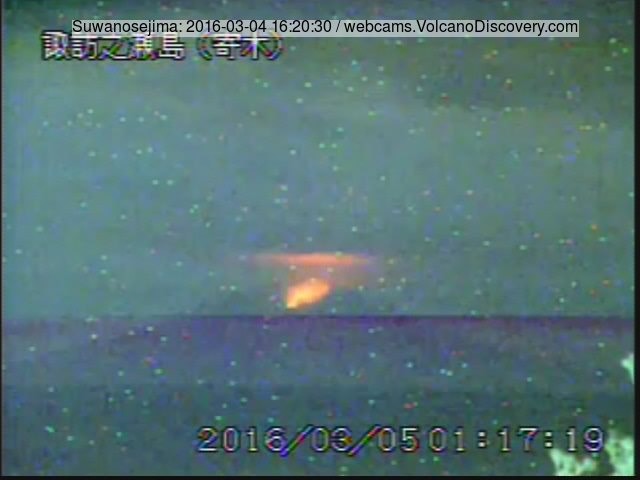 Glow from Suwanose-jima's active crater tonight