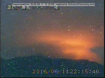 Glow from Suwanose-jima's active crater (JMA webcam)