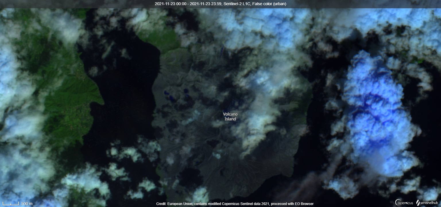 Satellite image of steam plumes from Taal volcano today (image: Sentinel 2)