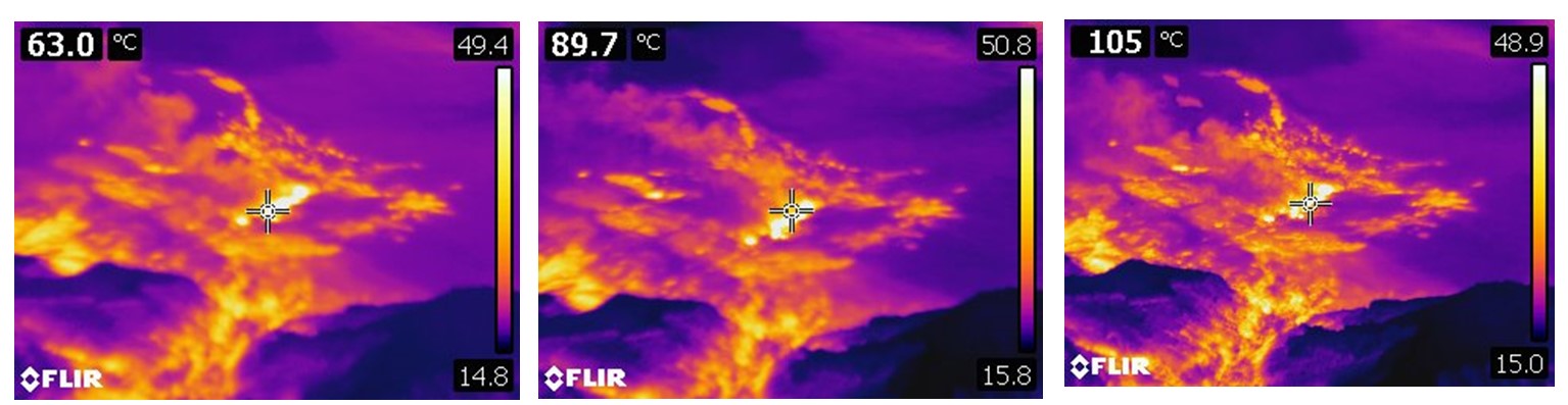 Thermal camera pointing out the glow within the crater (image: PVMBG)
