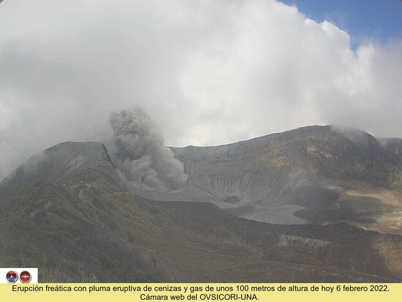 Phreatic eruption at Turrialba volcano today (image: OVSICORI-UNA)