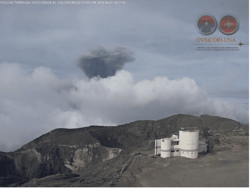 Ash emissions at Turrialba volcano yesterday afternoon