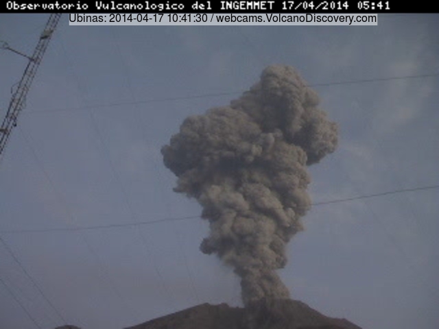 Eruption at Ubinas volcano yesterday (INGEMMET webcam)