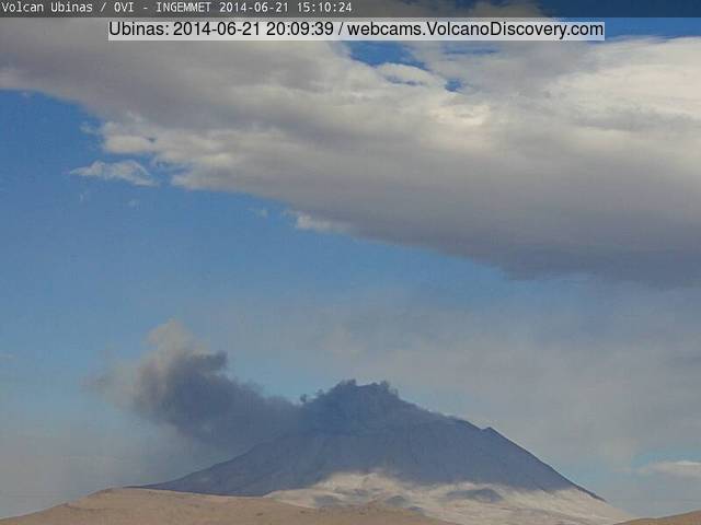 Small ash emission from Ubinas volcano on Saturday