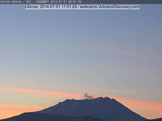 Ubinas volcano today with a tiny steam puff