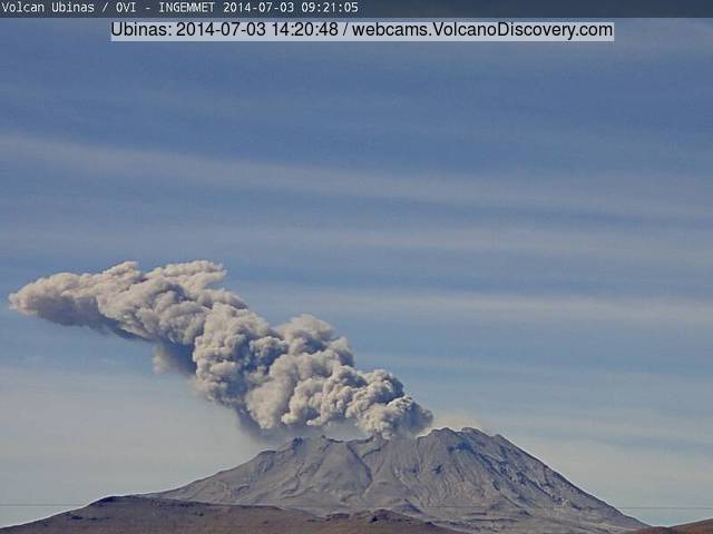 Eruption at Ubinas volcano today