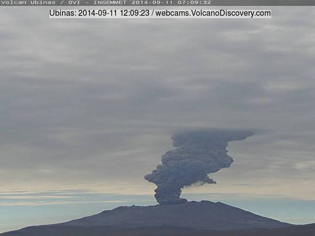 Eruption from Ubinas this morning (INGEMMET webcam)