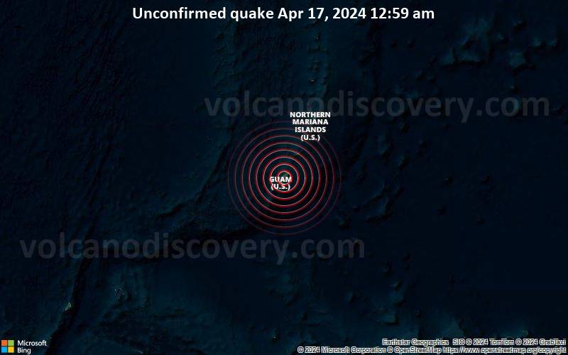 Unbestätigtes Erdbeben oder erdbebenähnliches Ereignis: 8.6 km südlich von Dededo Village, Dededo, Guam, vor 6 Minuten
